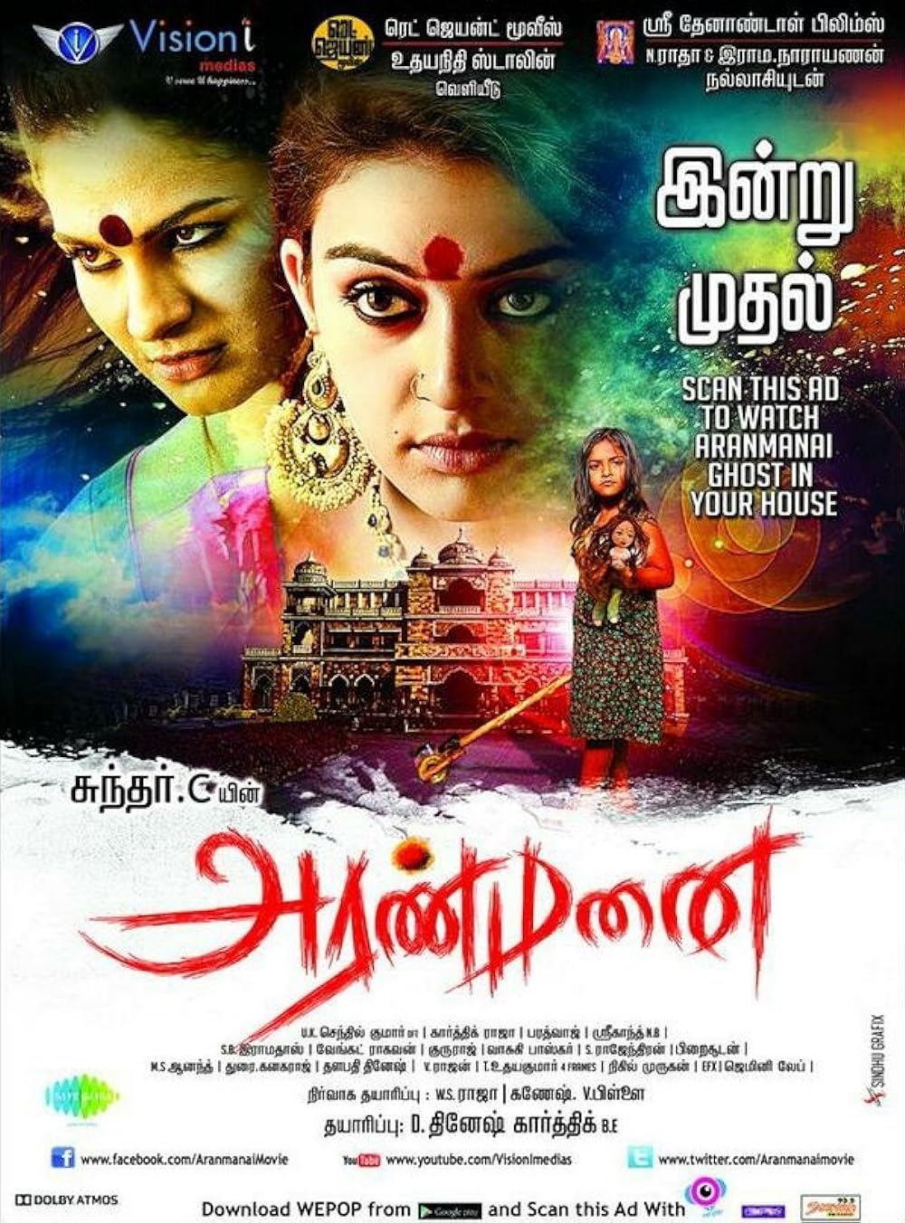 Aranmanai (2014) 480p HDRip Hindi ORG Dual Audio Movie ESubs [500MB]